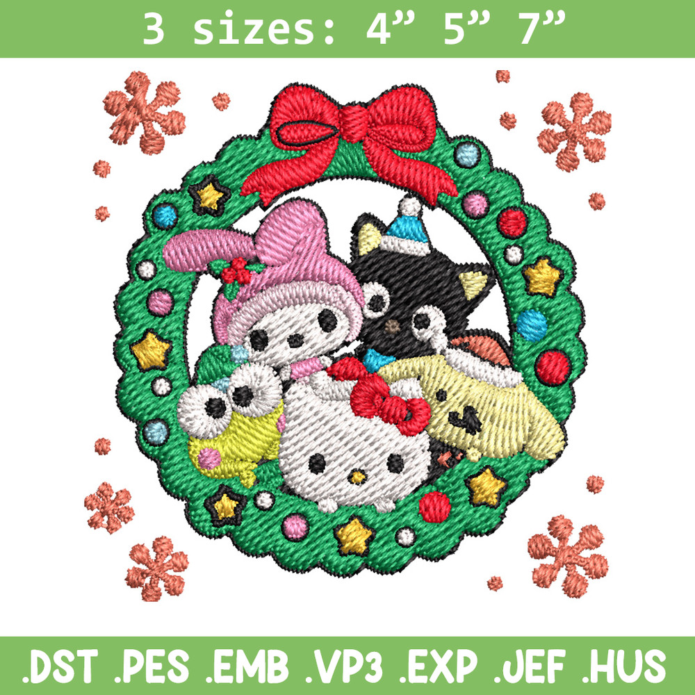 Kitty friends Embroidery Design,Hello kitty Embroidery,Embroidery File,Chrismas Embroidery,Anime shirt, Digital download.jpg