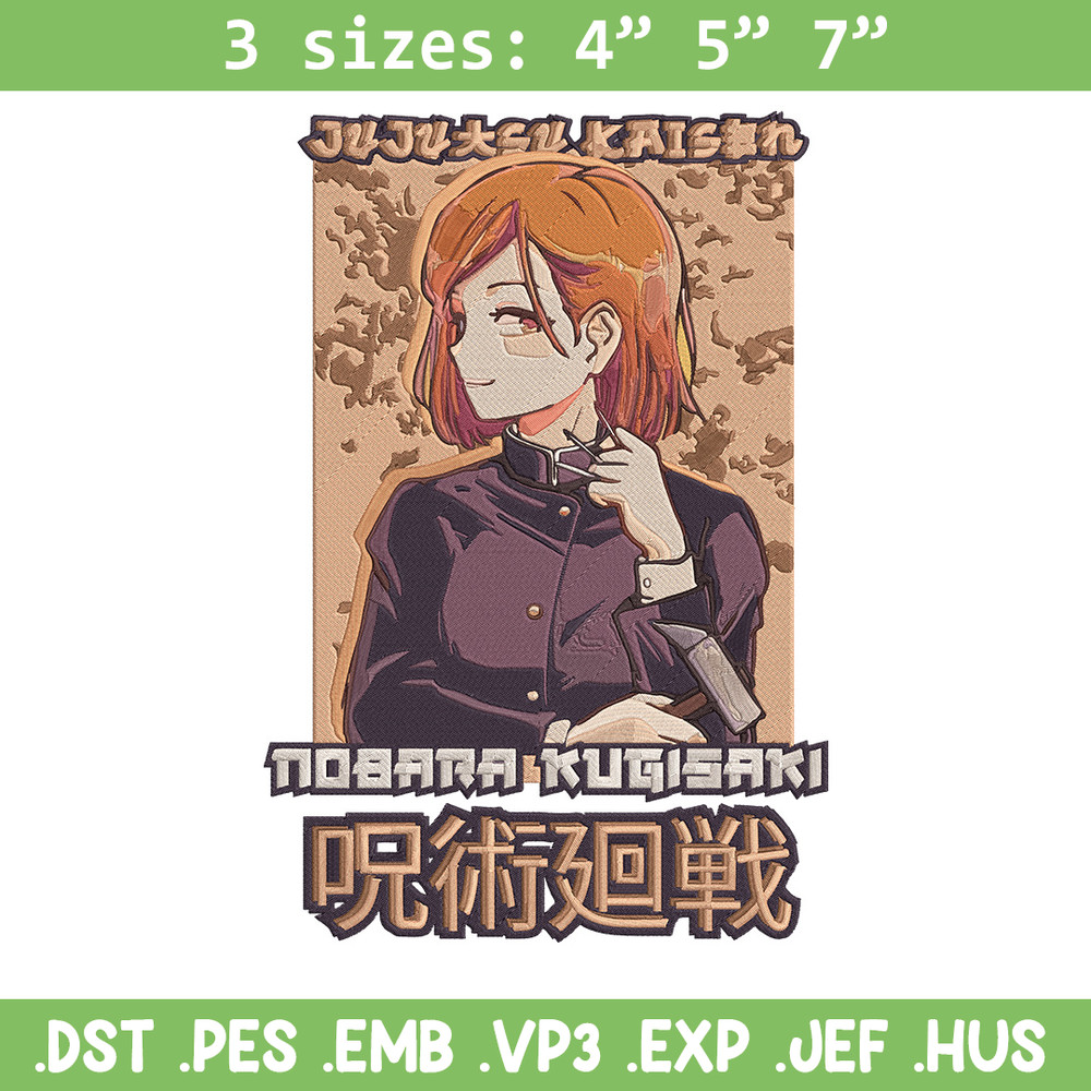 Kugisaki Nobara Embroidery Design,Jujutsu Embroidery, Embroidery File, Anime Embroidery, Anime shirt, Digital download.jpg