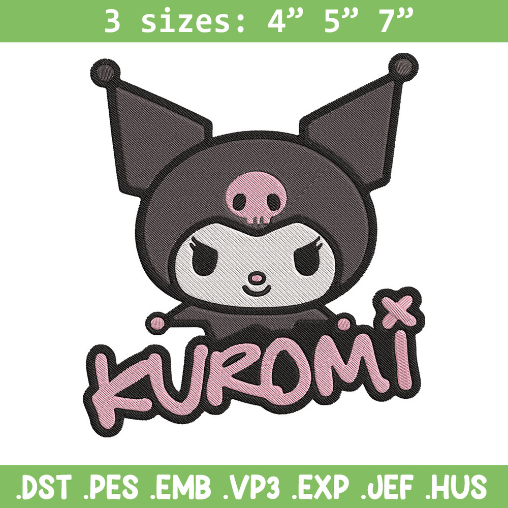 Kuromi logo Embroidery Design, Hello kitty Embroidery, Embroidery File, Anime Embroidery, Anime shirt, Digital download..jpg
