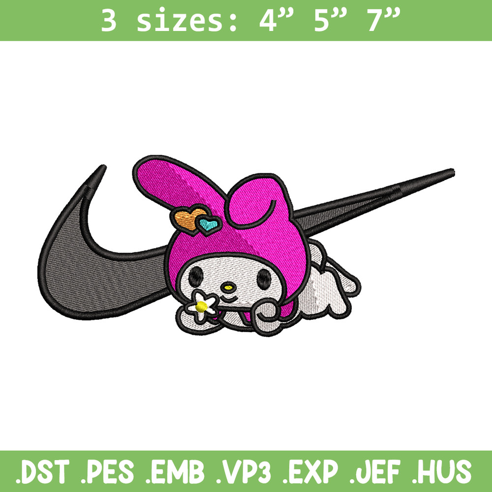 Kuromi Nike embroidery design, Hello kitty embroidery, Nike design, cartoon design, cartoon shirt, Digital download.jpg