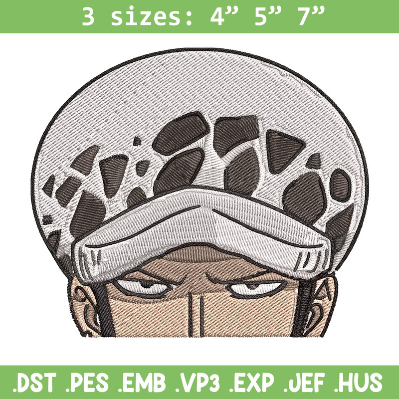 Law Peeker Embroidery Design, One piece Embroidery, Embroidery File, Anime Embroidery, Anime shirt, Digital download.jpg