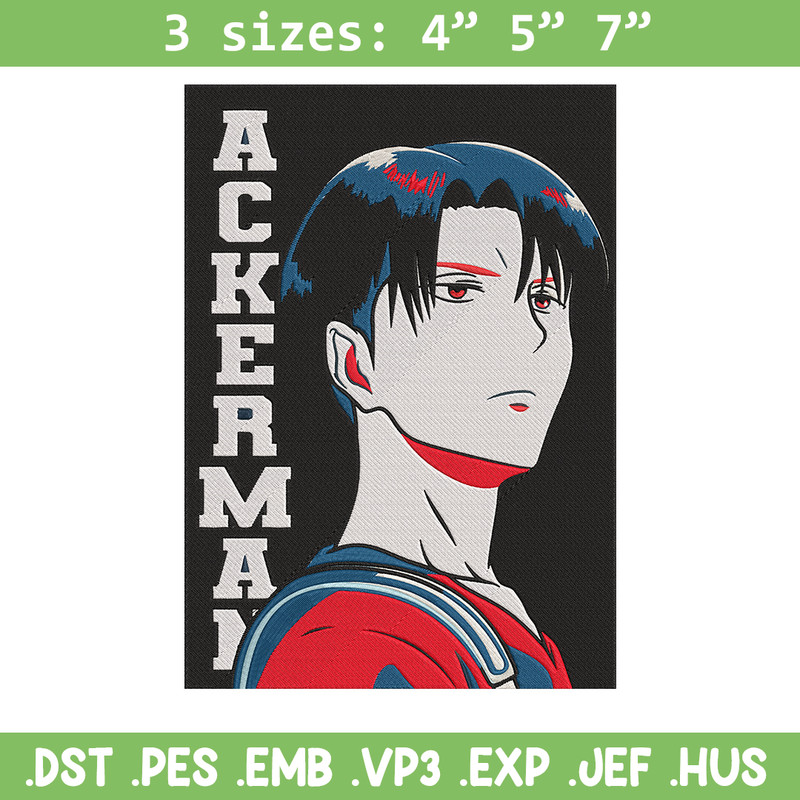 Levi Ackerman Embroidery Design, Aot Embroidery,Embroidery File, Anime Embroidery,Anime shirt,Digital download.jpg