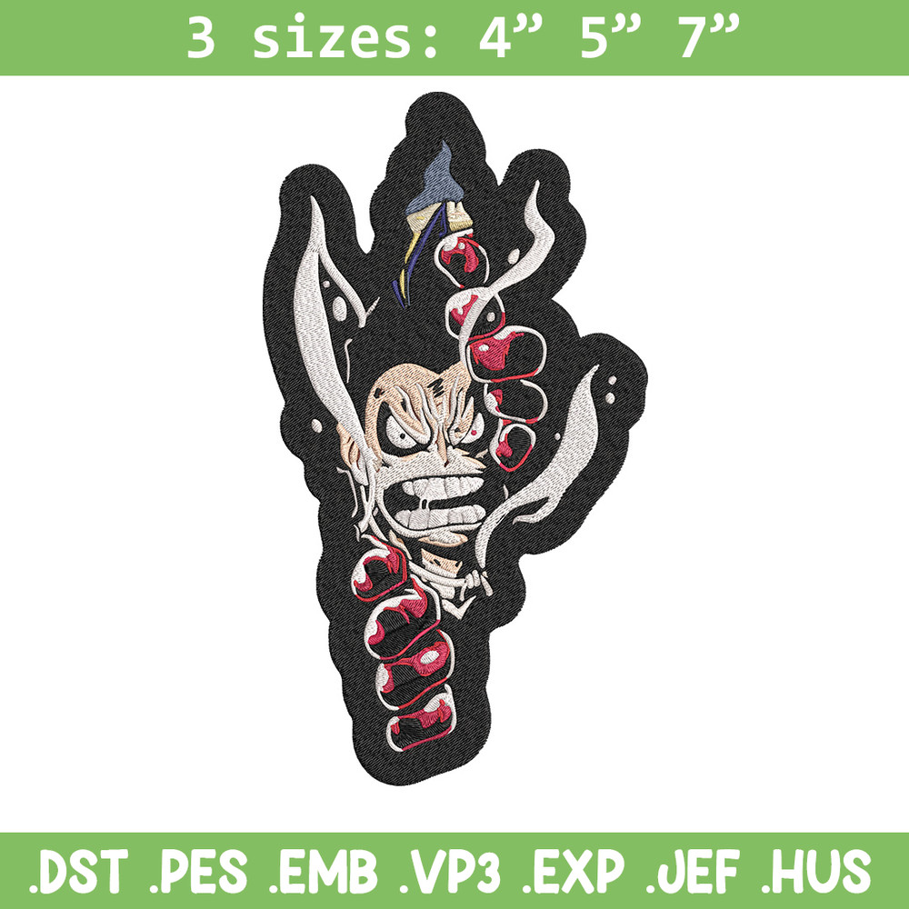 Luffy gear 4 Embroidery Design, One piece Embroidery, Embroidery File, Anime Embroidery, Anime shirt, Digital download.jpg