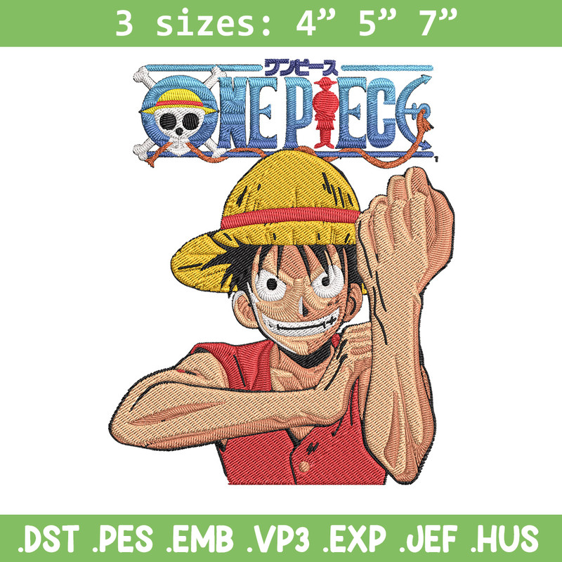 Luffy Poster Embroidery Design,One piece Embroidery, Embroidery File, Anime Embroidery, Anime shirt, Digital download.jpg