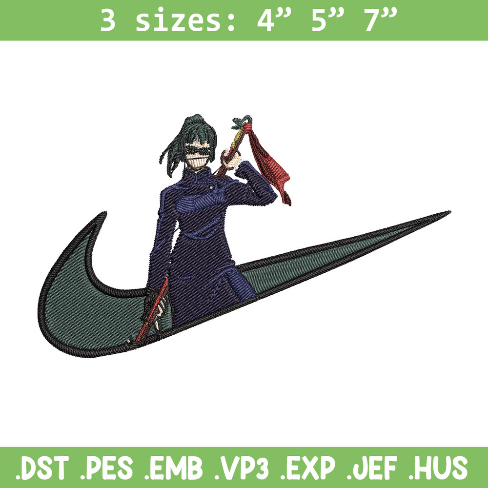 Maki x nike Embroidery Design, Jujutsu Embroidery, Embroidery File, Nike Embroidery, Anime shirt, Digital download.jpg