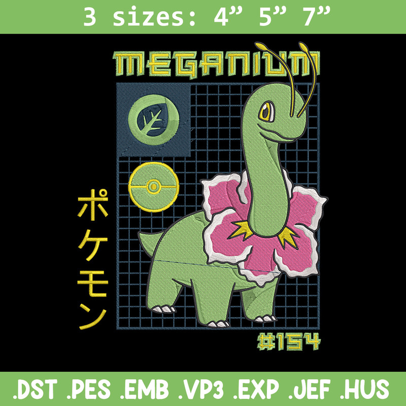 Meganium poster Embroidery Design, Pokemon Embroidery, Embroidery File, Anime Embroidery, Anime shirt, Digital download.jpg