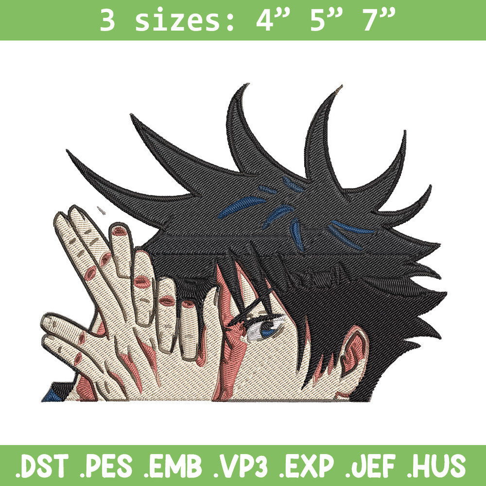 Megumi Peeker Embroidery Design, Jujutsu Embroidery, Embroidery File, Anime Embroidery, Anime shirt, Digital download.jpg