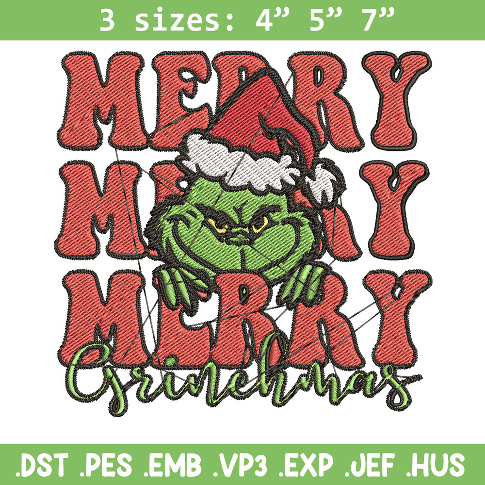 Merry Christmas Grinch Embroidery design, Grinch christmas Embroidery, logo design, Embroidery File, Instant download..jpg