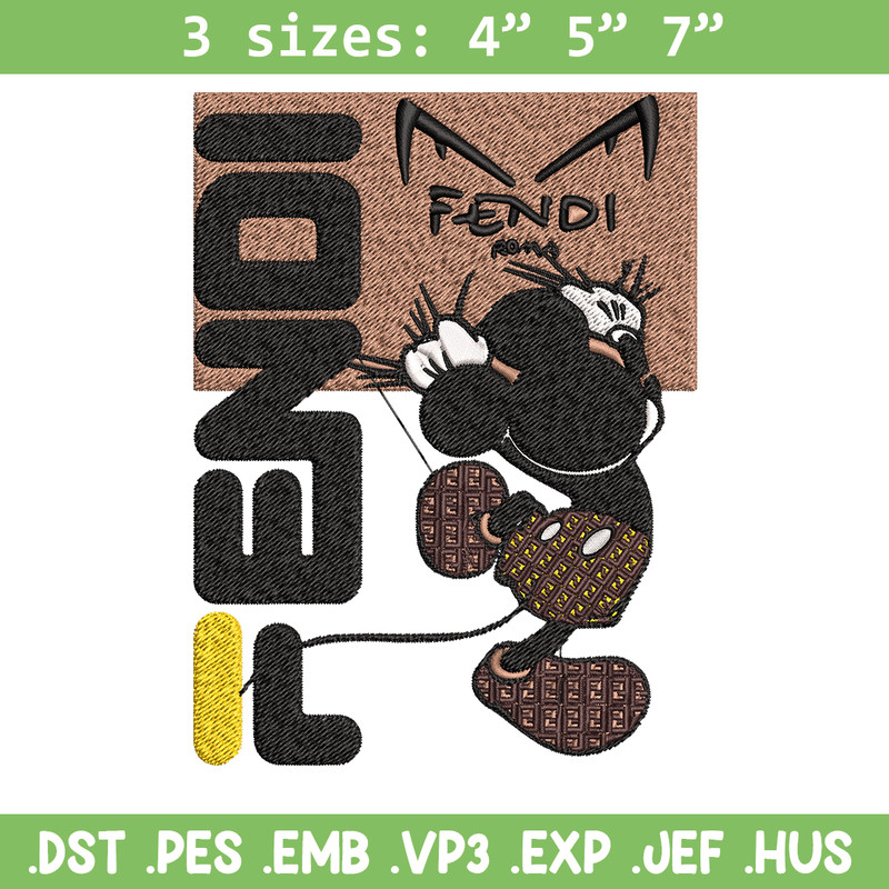 Mickey Fendi Logo Embroidery design, Mickey Mouse cartoon Embroidery, cartoon design, Embroidery File, Instant download..jpg