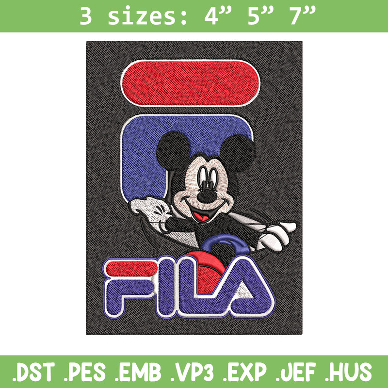 Mickey Mouse Fila Embroidery design, Disney Embroidery, cartoon design, Embroidery File, Fila logo, Instant download..jpg