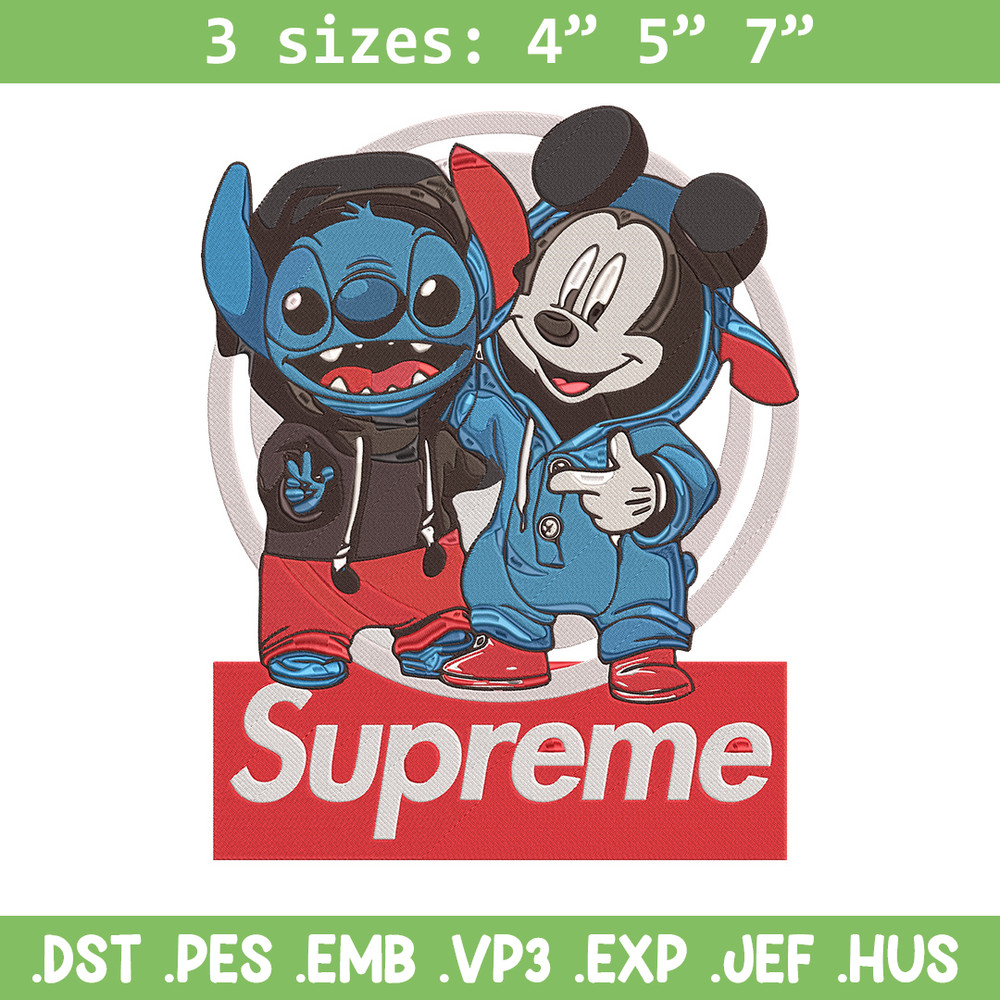 Mickey x stitch Embroidery Design, Supreme Embroidery, Embroidery File, Anime Embroidery, Anime shirt, Digital download.jpg