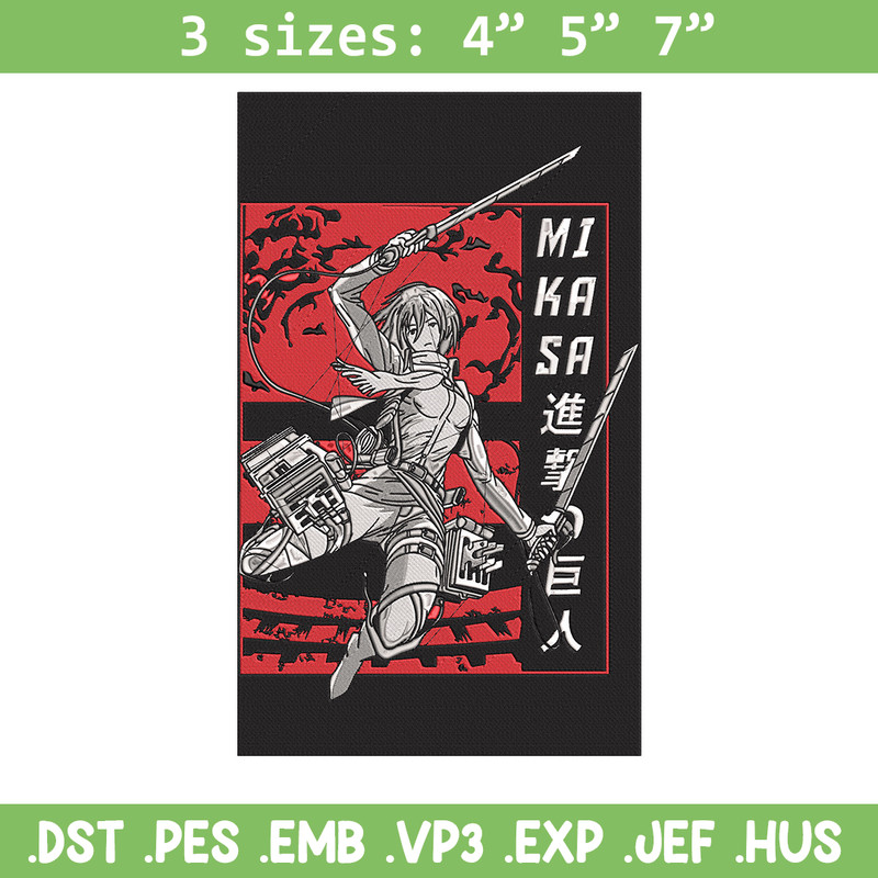 Mikasa poster Embroidery Design, Aot Embroidery, Embroidery File, Anime Embroidery,Anime shirt, Digital download.jpg