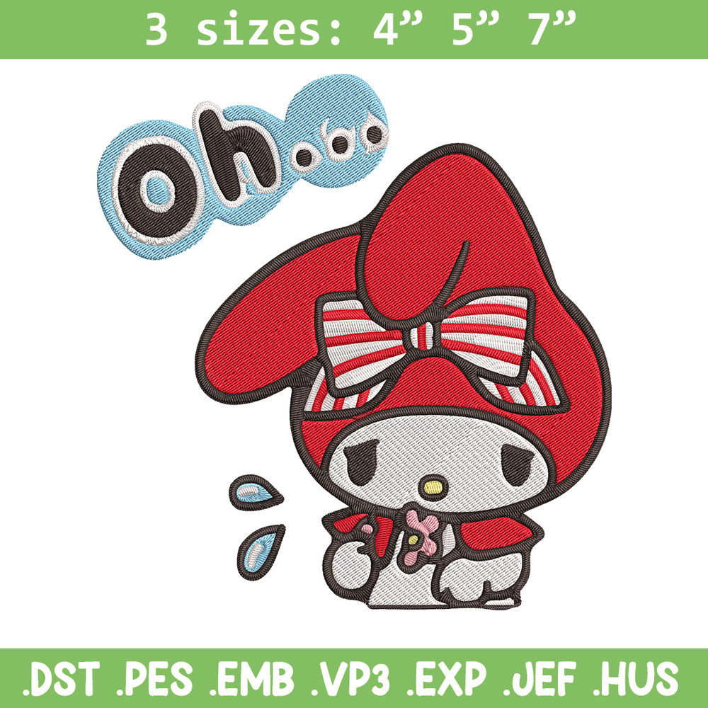 My Melody sad Embroidery Design, Hello kitty Embroidery, Embroidery File, Anime Embroidery, Digital download.jpg