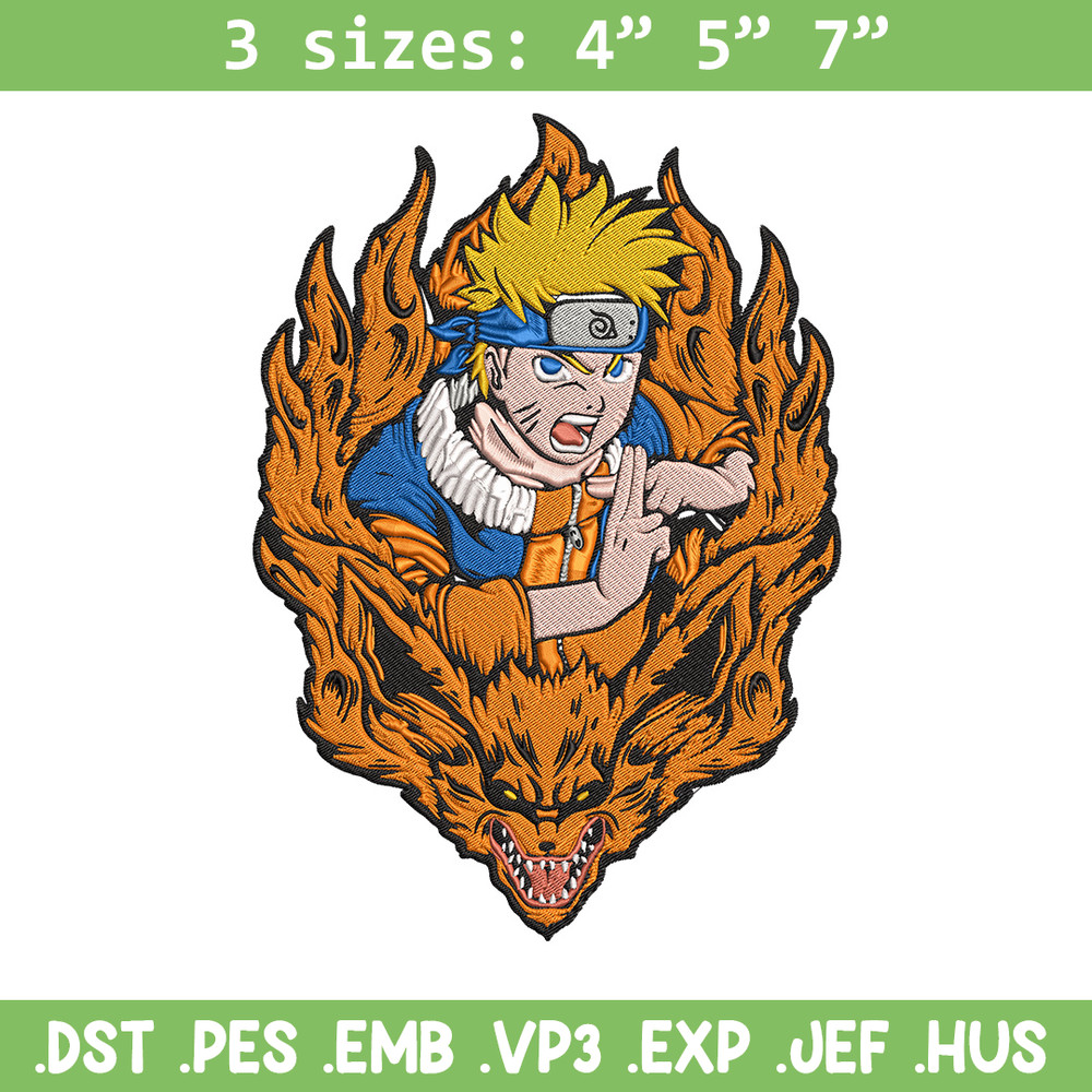 Naruto kurama Embroidery Design, Naruto Embroidery, Embroidery File, Anime Embroidery, Anime shirt, Digital download.jpg