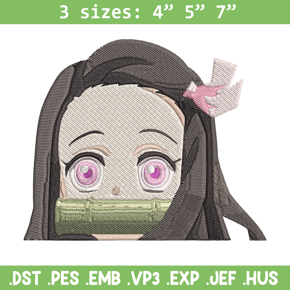 Nezuko Peeker Embroidery Design, Demon slayer Embroidery, Embroidery File, Anime Embroidery, Digital download.jpg