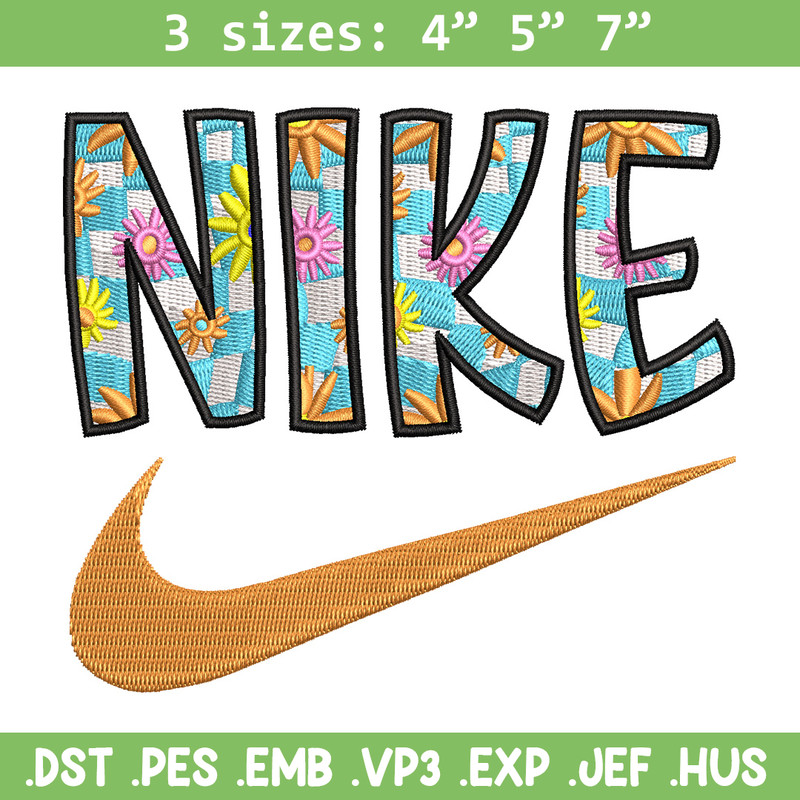 Nike flower embroidery design, Flower embroidery, Nike design, Embroidery shirt, Embroidery file,Digital download.jpg