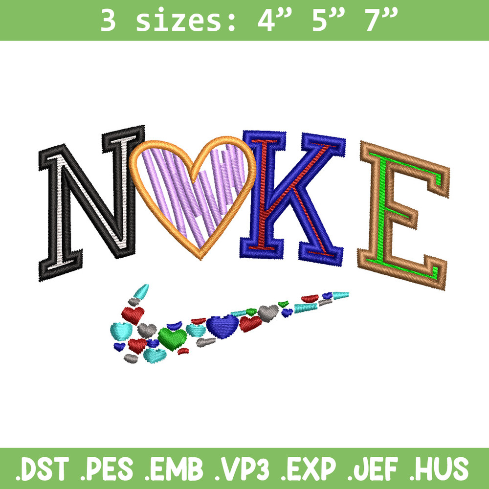 Nike heart color embroidery design, Logo embroidery, Nike design, Embroidery shirt, Embroidery file, Digital download.jpg