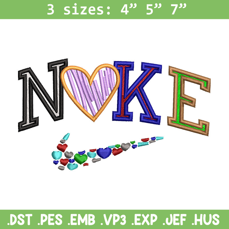 Nike heart color embroidery design, Logo embroidery, Nike design, Embroidery shirt, Embroidery file, Digital download.jpg