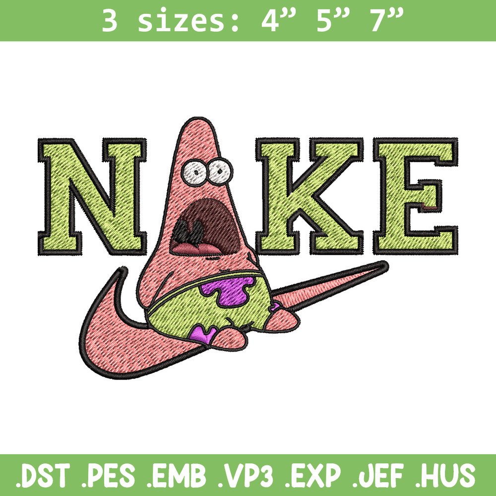 Nike patrick cute Embroidery Design, Spongebob Embroidery, Nike Embroidery, Embroidery File, Logo shirt,Digital download.jpg