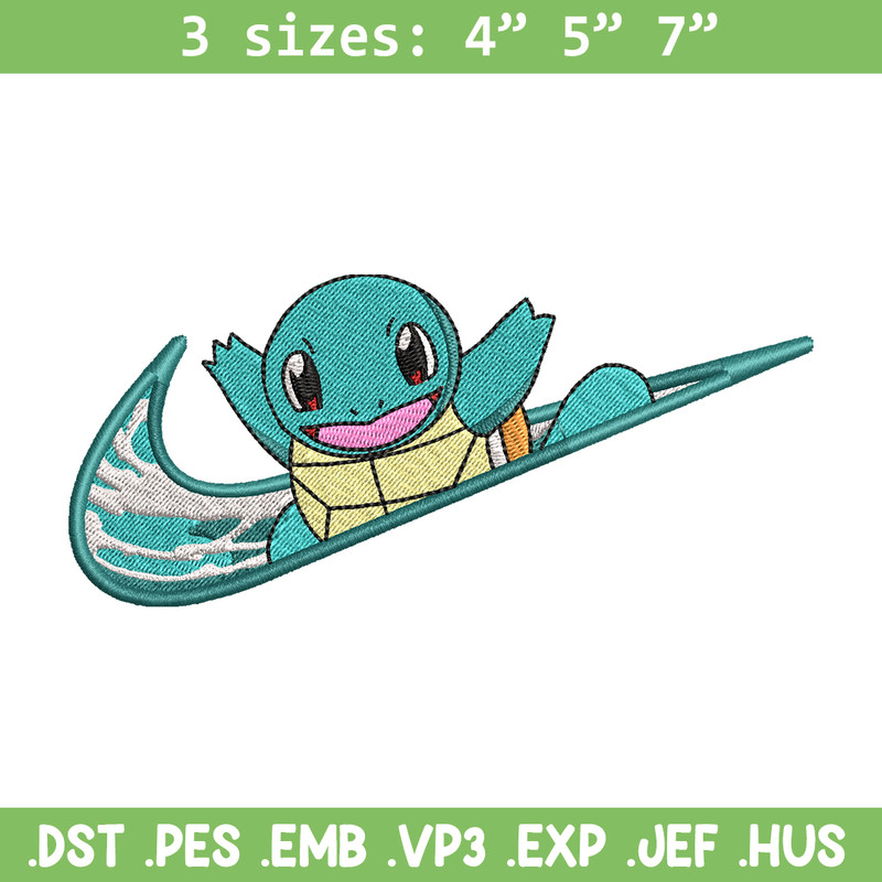 Nike Squirtle embroidery design, Pokemon embroidery, Nike design, anime design, anime shirt, Digital download.jpg