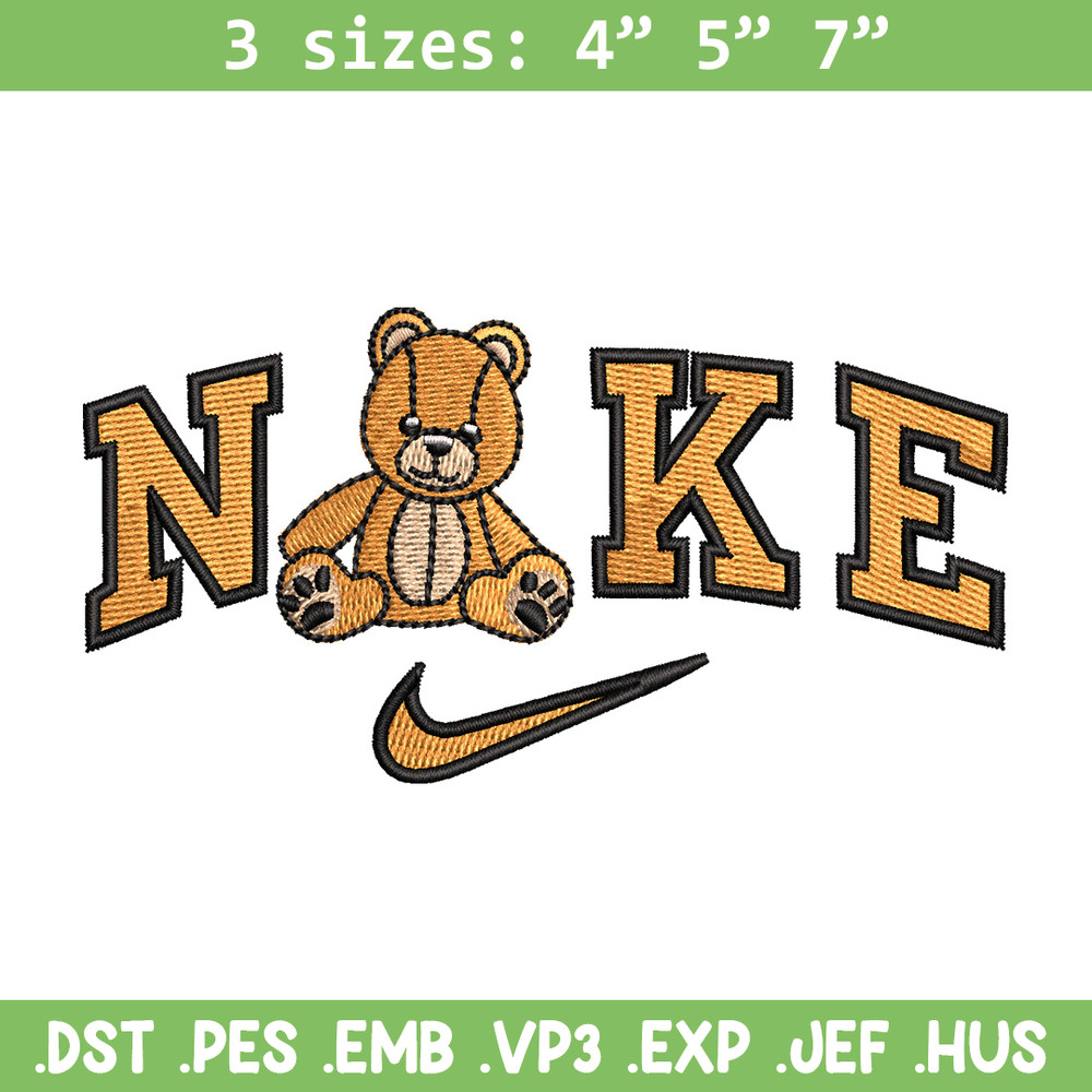 Nike teddy bear embroidery design, Bear embroidery, Nike design,Embroidery file,Embroidery shirt,Digital download.jpg
