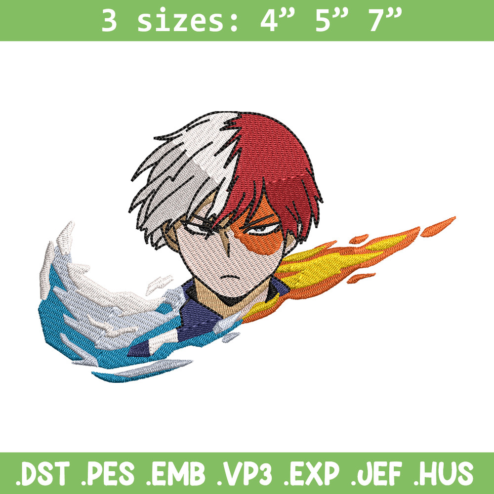 Nike x Todoroki embroidery design, My hero academia embroidery, Nike design, anime design, anime shirt, Digital download.jpg