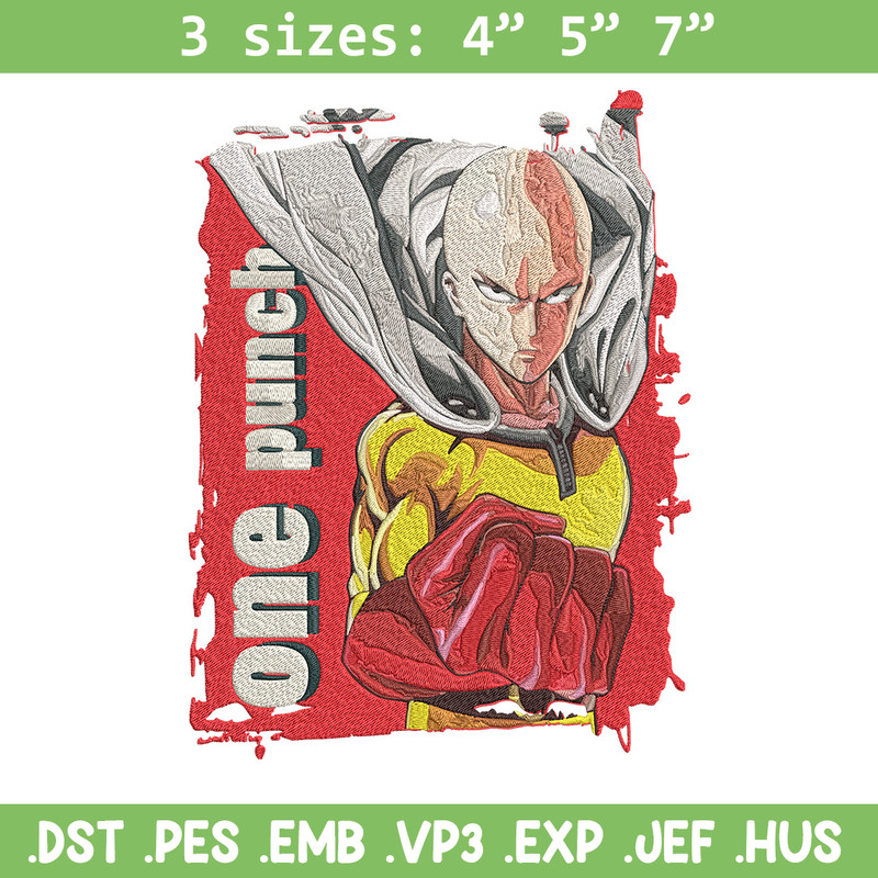 One punch man poster Embroidery Design, One punch man Embroidery, Embroidery File, Anime Embroidery, Anime shirt.jpg