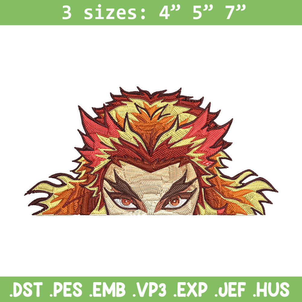 Rengoku Peeker Embroidery Design, Demon slayer Embroidery, Embroidery File, Anime Embroidery, Digital download.jpg