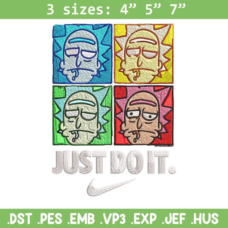 Rick and Morty x Just Rick It Embroidery design, Cartoon Embroidery, Nike design, Embroidery file, Instant download.jpg