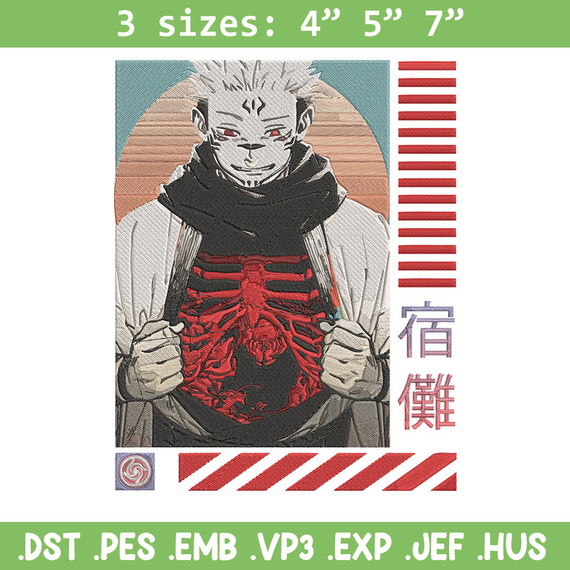 Ryomen Sukuna Embroidery Design, Jujutsu Embroidery, Embroidery File, Anime Embroidery,Anime shirt, Digital download.jpg