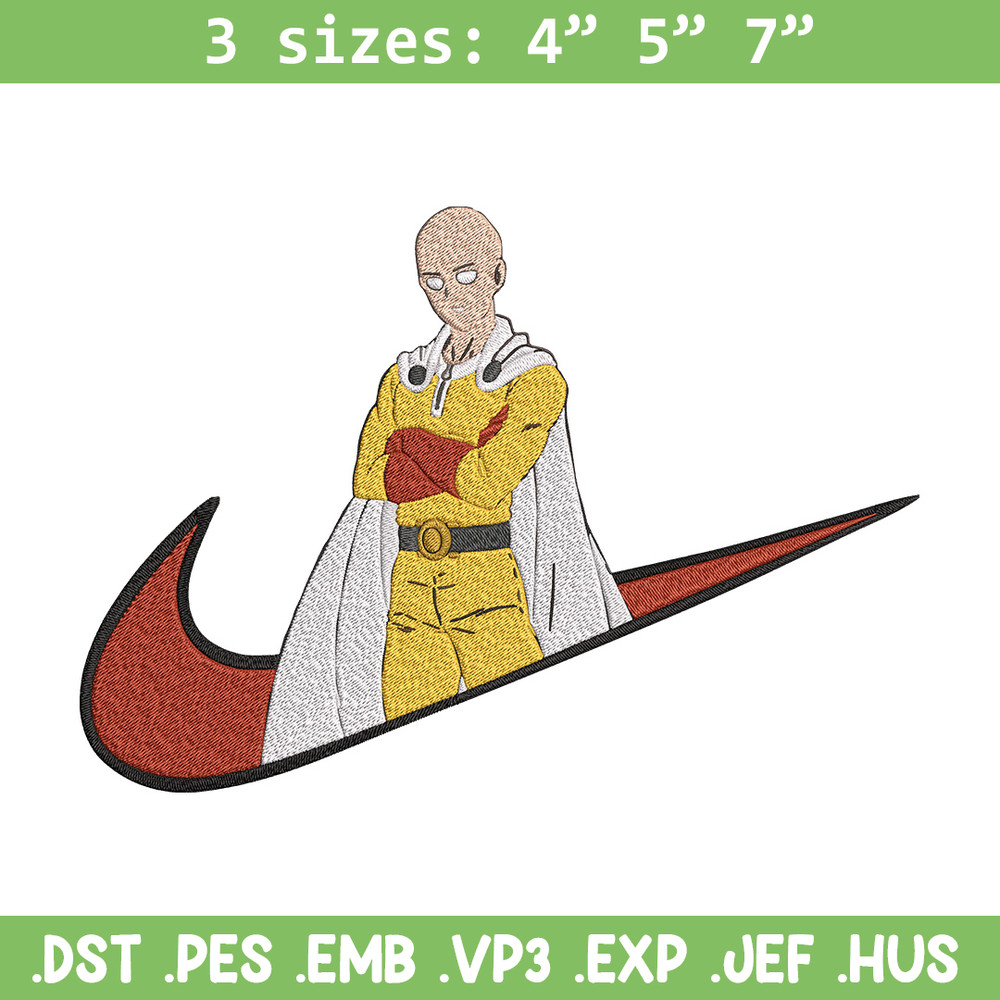 Saitama nike Embroidery Design, One punch man Embroidery, Embroidery File,Nike Embroidery, Anime shirt, Digital download.jpg
