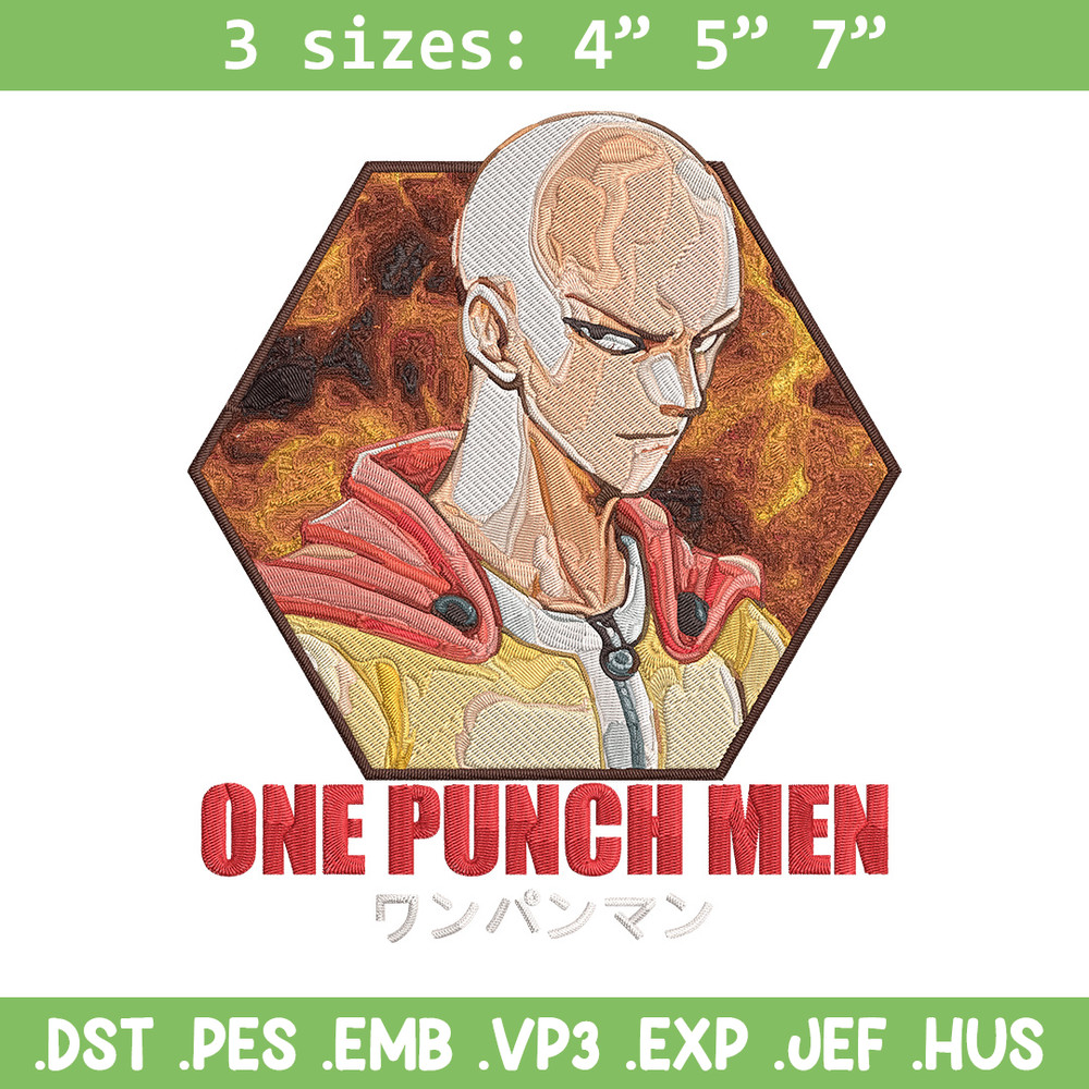 Saitama poster Embroidery Design, One punch man Embroidery, Embroidery File, Anime Embroidery, Anime shirt.jpg