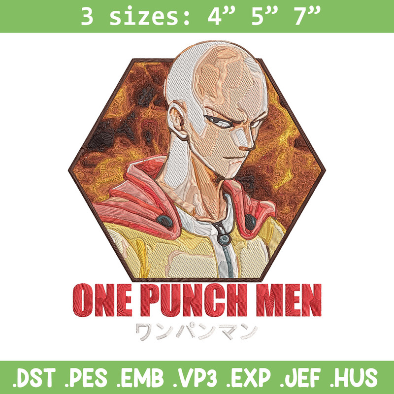 Saitama poster Embroidery Design, One punch man Embroidery, Embroidery File, Anime Embroidery, Anime shirt.jpg