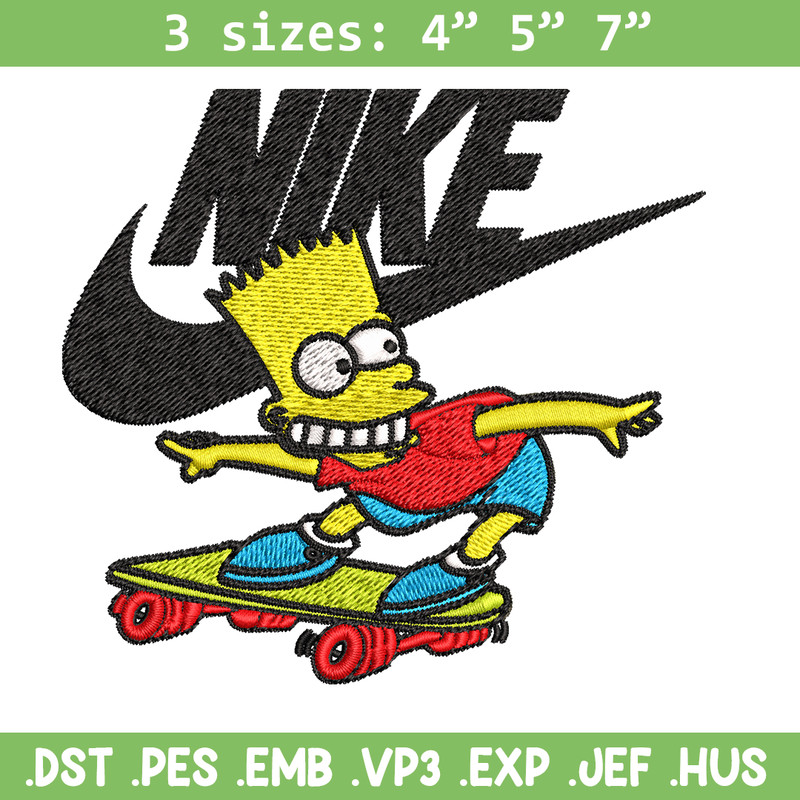 Simpson funny Nike Embroidery design, Simpson cartoon Embroidery, Nike design, Embroidery file, Instant download..jpg