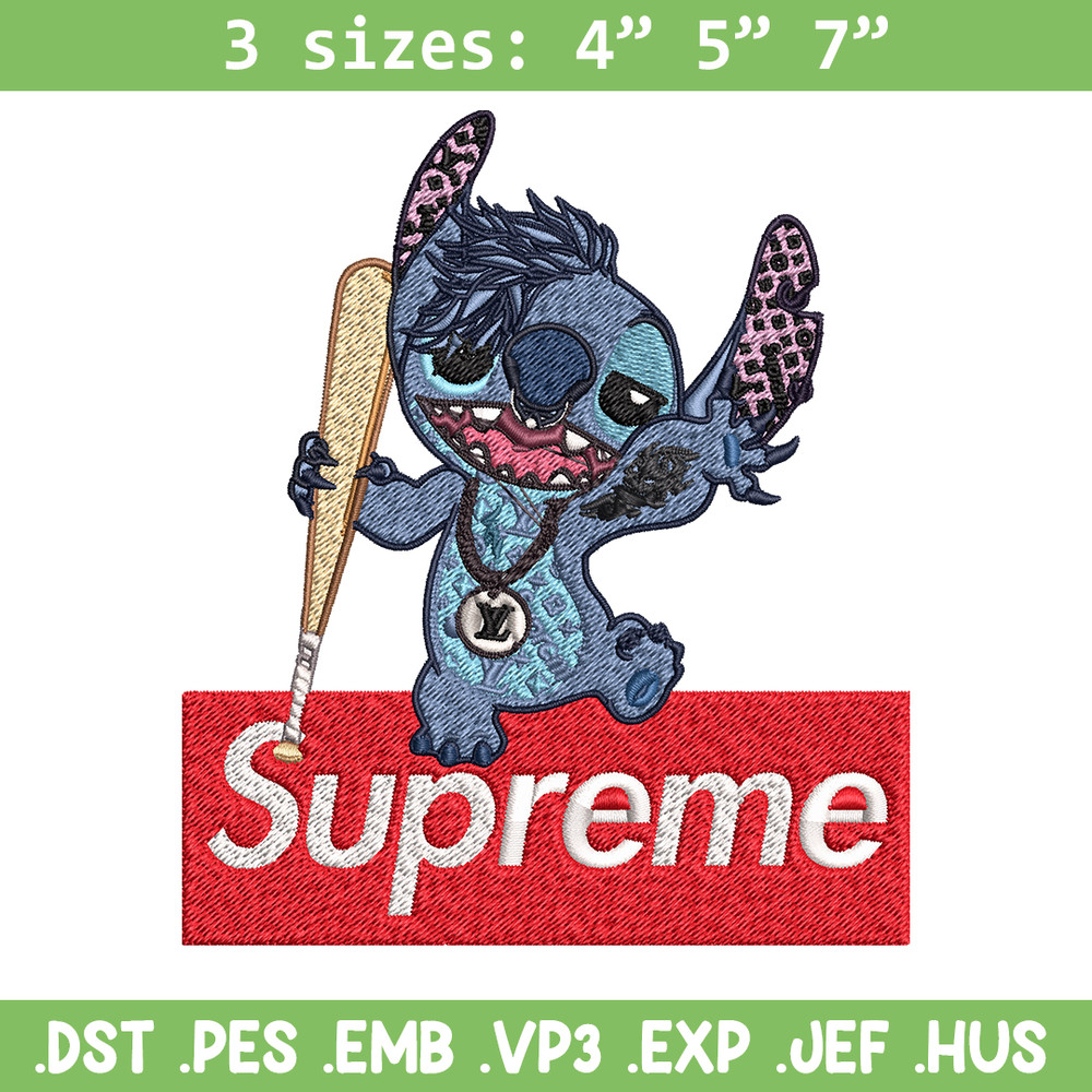 Stitch Supreme Embroidery design, cartoon Embroidery, cartoon design, Embroidery File, cartoon shirt, Digital download..jpg