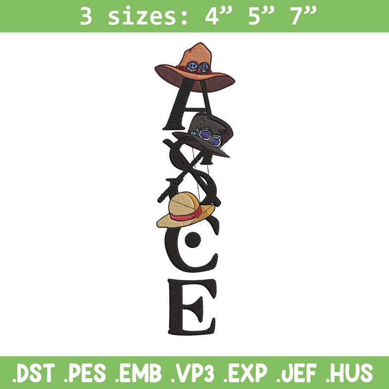 Ace tattoo Embroidery Design, One piece Embroidery, Embroidery File, Anime Embroidery, Anime shirt, Digital download.jpg