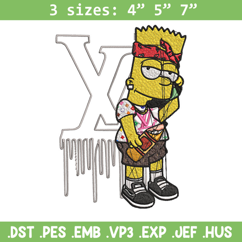 Bart simpson lv Embroidery Design, Lv Embroidery, Embroidery File, Simpson Embroidery, Logo shirt, Digital download.jpg