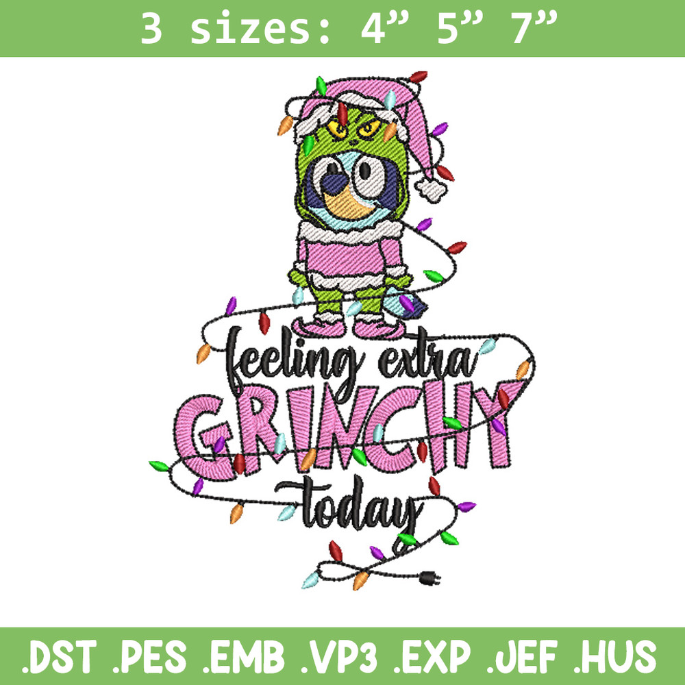 Bluey x grinch embroidery design, Bluey embroidery, Chrismas design, Embroidery file, Embroidery shirt, Digital download.jpg