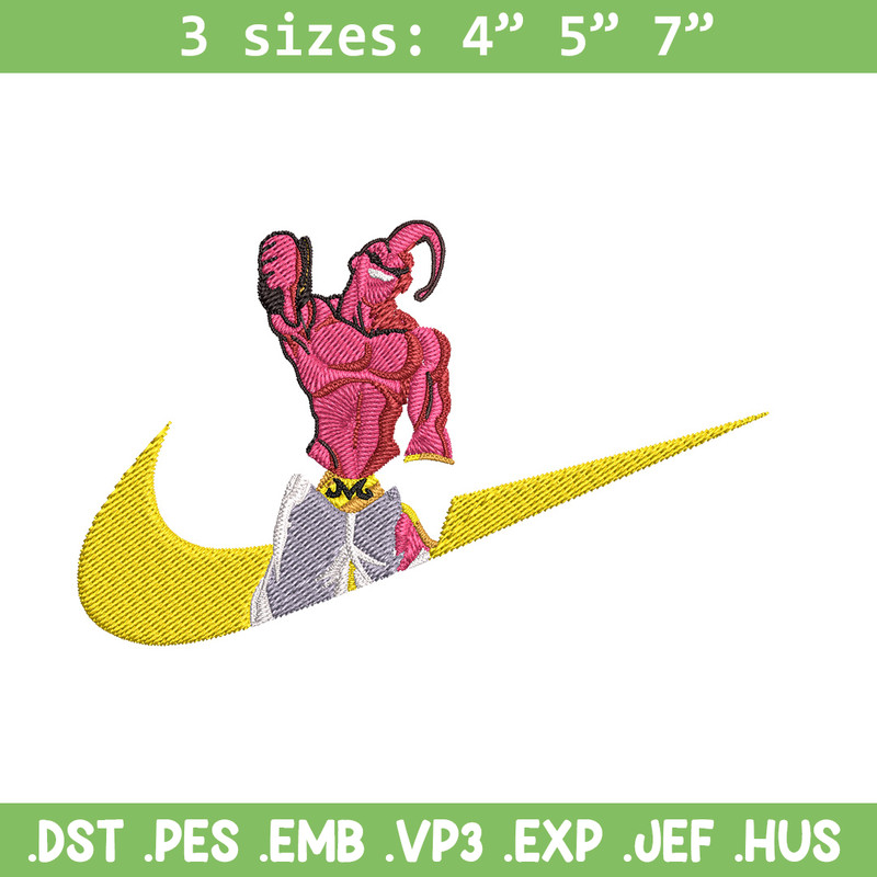 Buu x nike Embroidery Design, Dragonball Embroidery, Embroidery File, Nike Embroidery, Anime shirt, Digital download.jpg