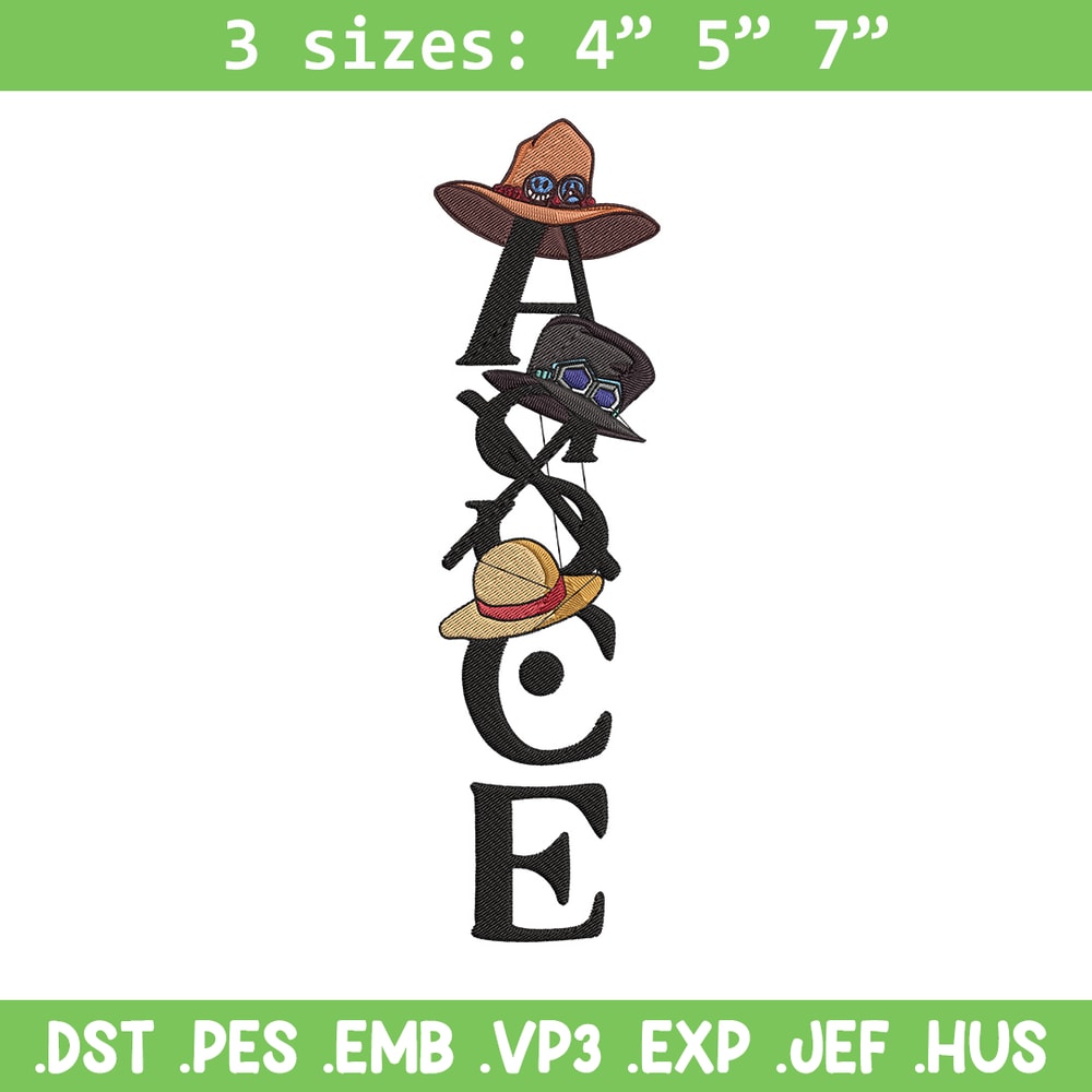 Ace tattoo Embroidery Design, One piece Embroidery, Embroidery File, Anime Embroidery, Anime shirt, Digital download.jpg