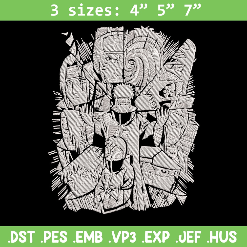 Akatsuki poster Embroidery Design, Naruto Embroidery, Embroidery File, Anime Embroidery, Anime shirt, Digital download.jpg