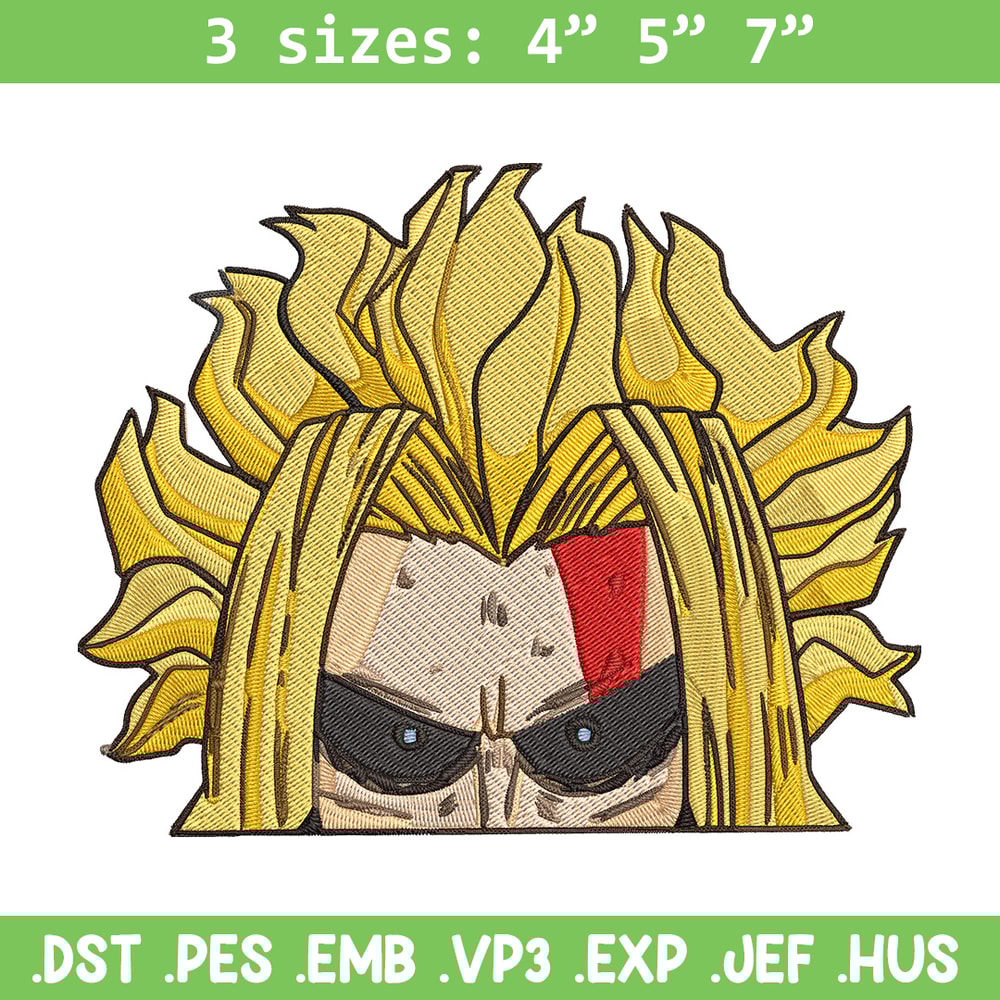 All Might Peeker Embroidery Design, Mha Embroidery, Embroidery File, Anime Embroidery, Anime shirt, Digital download.jpg