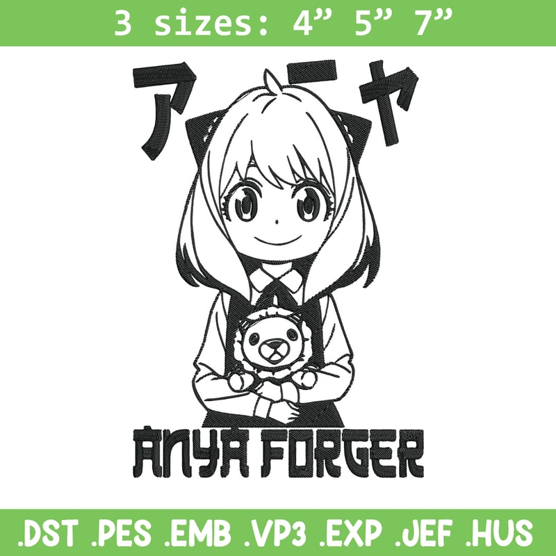 Anya forger Embroidery Design, Spy x family Embroidery, Embroidery File, Anime Embroidery, Digital download.jpg