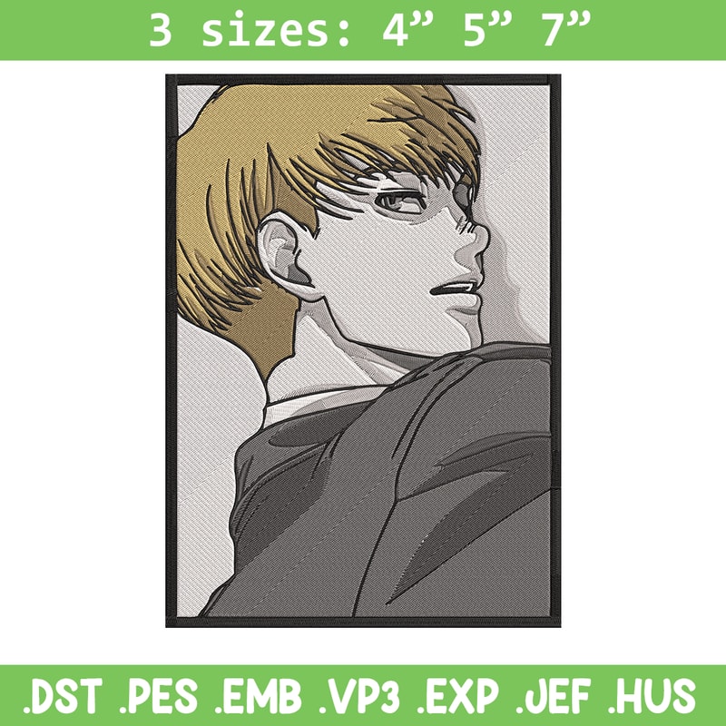 Armin poster Embroidery Design, Aot Embroidery, Embroidery File, Anime Embroidery, Anime shirt, Digital download.jpg