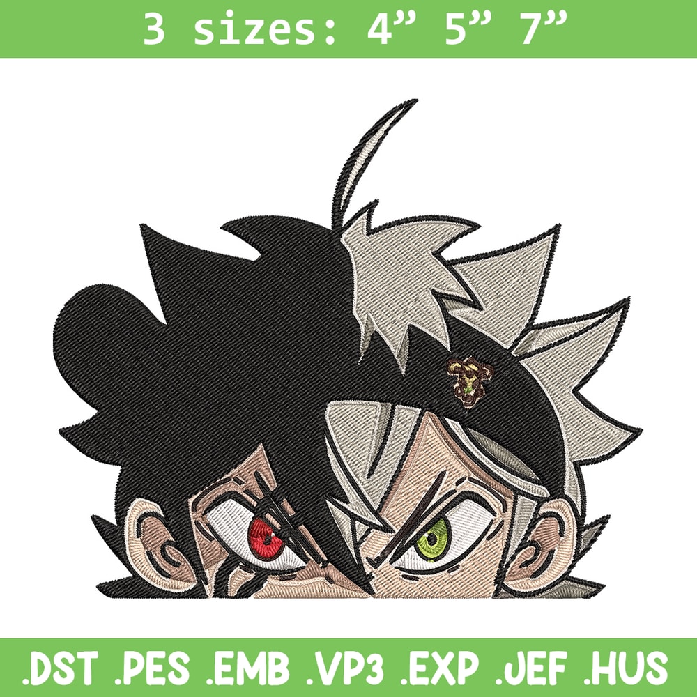Asta Peeker Embroidery Design, Black clover Embroidery, Embroidery File, Anime Embroidery, Anime shirt,Digital download.jpg