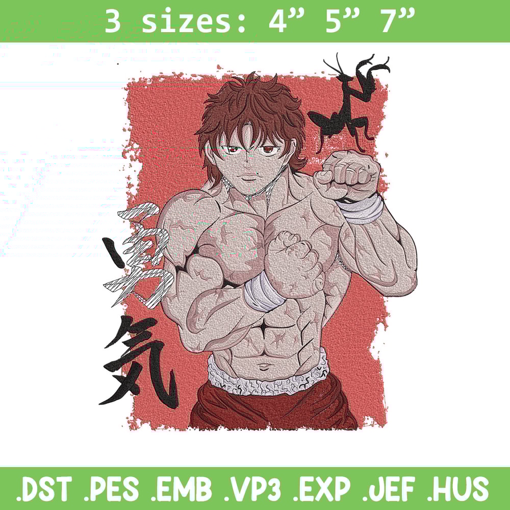 Baki poster Embroidery Design, Baki Embroidery, Embroidery File, Anime Embroidery, Anime shirt, Digital download.jpg