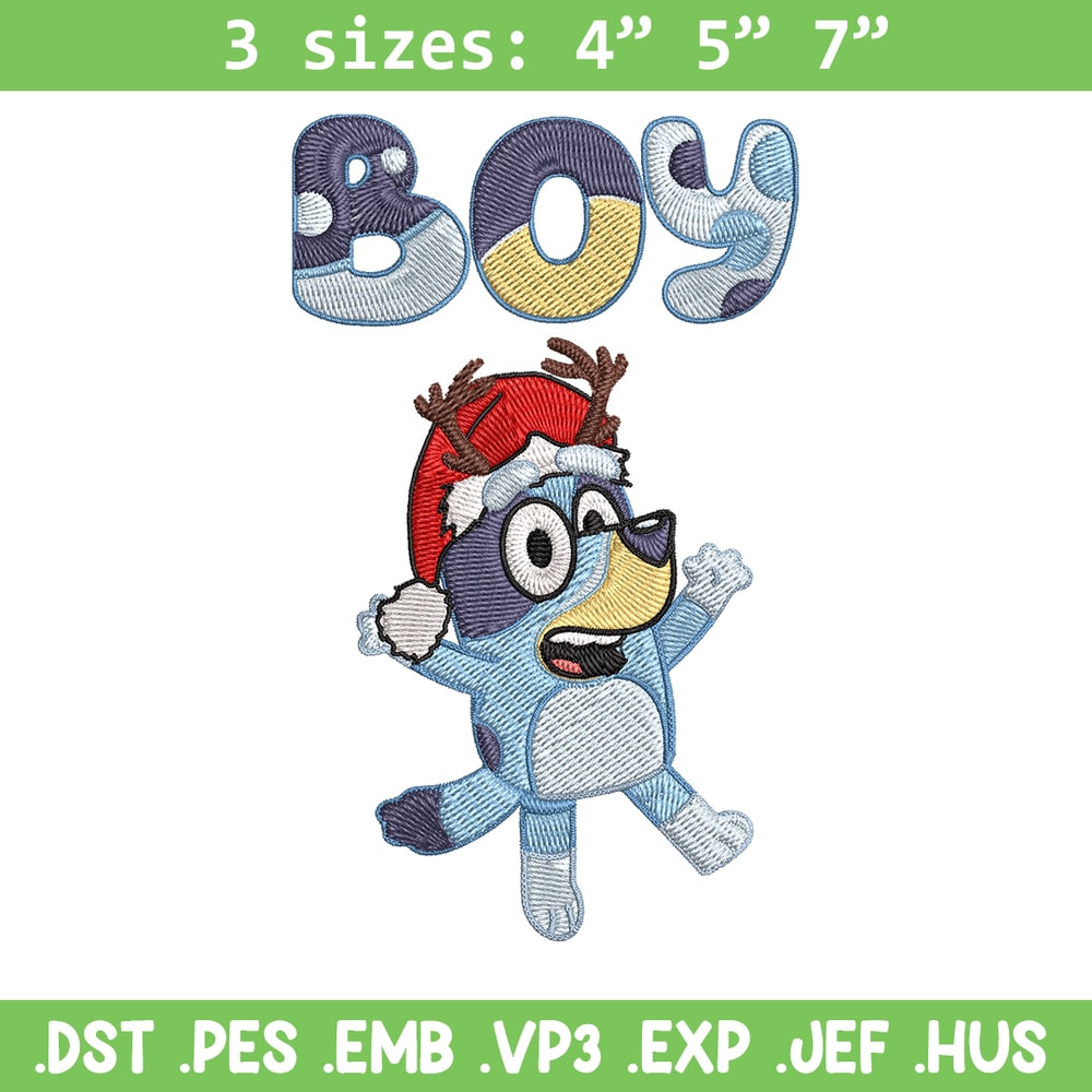 Bluey boy Embroidery Design, Bluey Embroidery, Embroidery File, Chrismas Embroidery, Anime shirt, Digital download.jpg