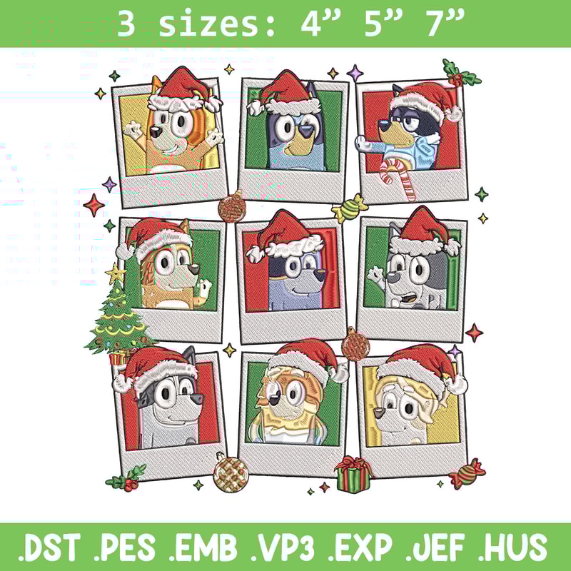 Bluey chrismas Embroidery Design, Bluey Embroidery, Embroidery File, Anime Embroidery, Anime shirt, Digital download.jpg