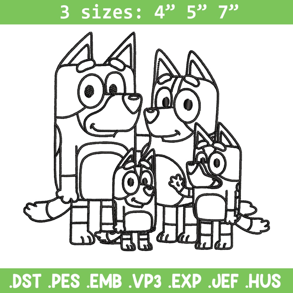 Bluey family Coloring Pages Embroidery, Bluey cartoon Embroidery, Embroidery File, cartoon design, Digital download..jpg