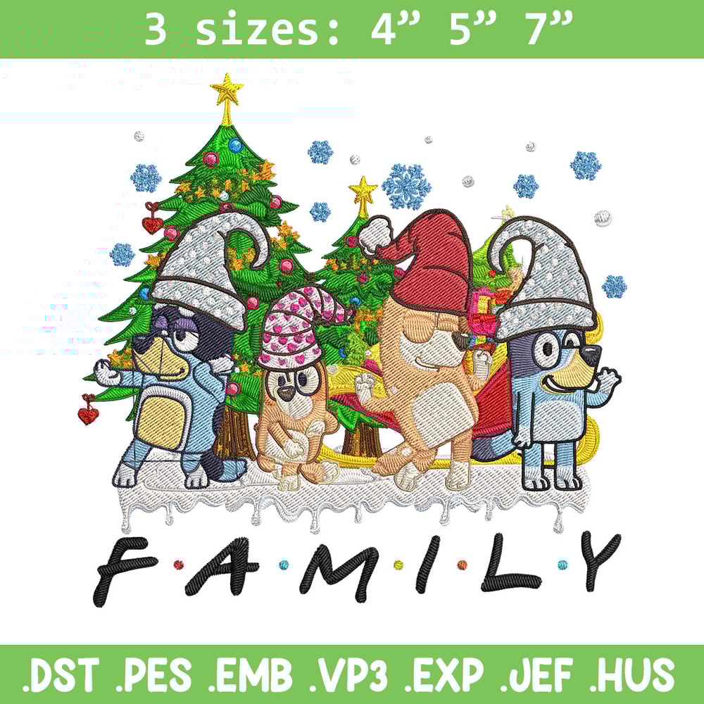 Bluey family Embroidery Design, Bluey Embroidery, Embroidery File, Chrismas Embroidery, Anime shirt, Digital download.jpg